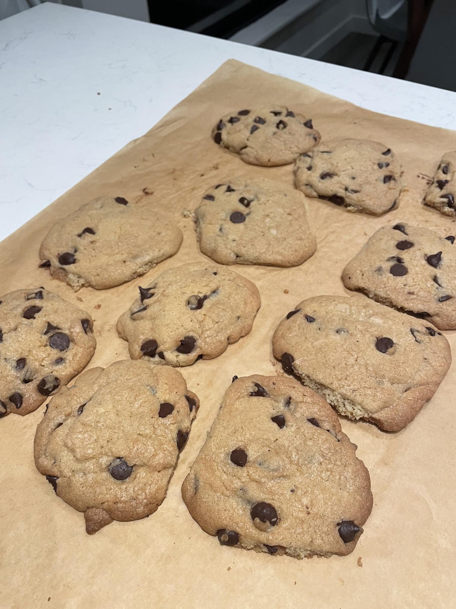 a baking tray of delicious cookies
